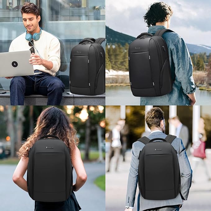 Laptop Backpack for Men,17.3 Inch Professional Backpack for Travel Carry on Flight Approved,Anti Theft Backpack with Lock and USB Charging Port(Black)