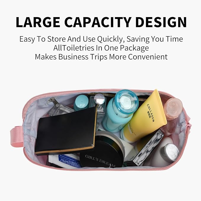 Hanging Travel Toiletry Bag for Women, Makeup Bag, Compact, sturdy, Lightweight, Waterproof, Simple and Practical, Functions As Both Cosmetic Organizer And Toiletry Bag (Woman, Pink)