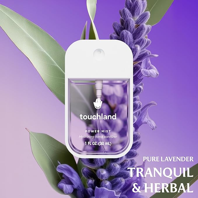 Touchland Hydrating Hand Sanitizer Spray – Blossom Trio Set (Pure Lavender, Vanilla Blossom, Rainwater) – 3 x 1 FL OZ Travel Size Mists