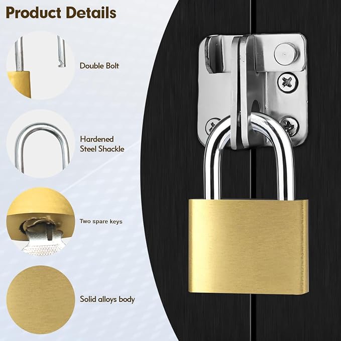 6 Pcs Copper Luggage Locks with Keys, Metal Keyed Pad Locks, School Gym Locker Lock, Suitcase Lock