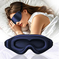 3D Deep Contoured Zero Pressure Sleep Eye Mask for Men & Women, Blackout Blindfold with Adjustable Strap for Travel, Home, Nap (Blue)