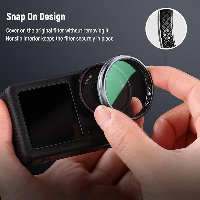 NEEWER UV Filter Compatible with DJI Osmo Action 5 Pro / 4/3, Snap On Multicoated HD Glass Protective Action Camera Lens Filter Reduces Haze & UV Rays, FL-A70
