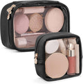 Pocmimut Mini Makeup Bag with Small Cosmetic Bag Travel Essentials Organizers,TSA Approved Toiletry Bag Makeup Pouch Clear Cosmetic Bags for Women Men,Black