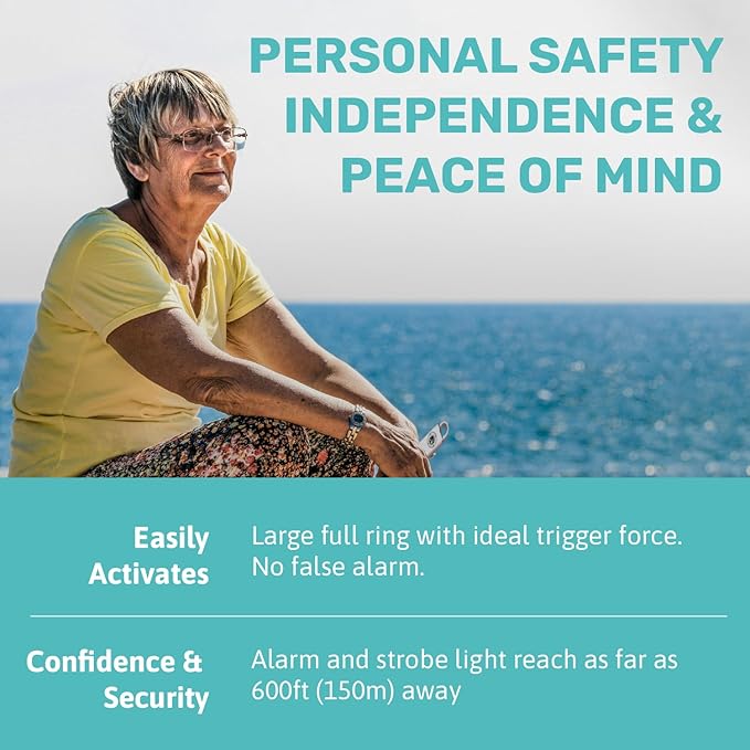 Personal Safety Alarm for Women, Men, & Kids Personal Alarm - Travel Safe and Waterproof Self Defense - Women Self Defense Keychain, Loud, Strobe Light (Milky White)