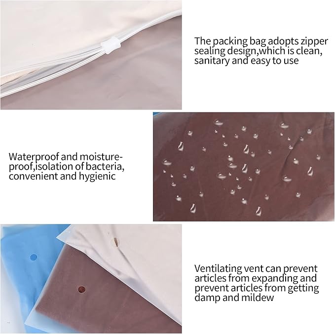 30 Pcs Clothes Packaging Bags Plastic Packing Bags Reusable Zip Clothing Bag Travel Storage Bags Frosted Waterproof Organizers Pouch for Clothes Shipping Shoes Cosmetics Travel Essentials