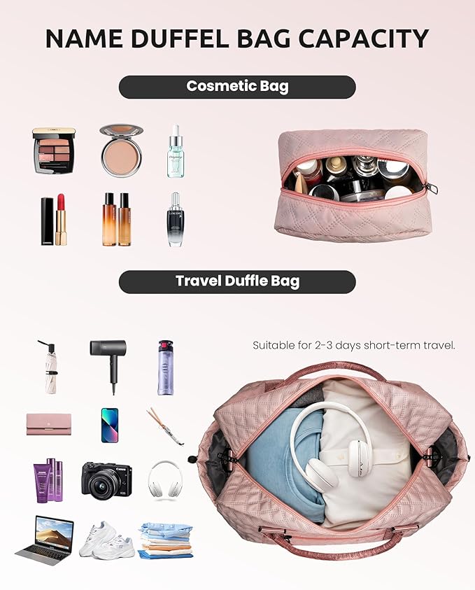 Gifts for Daughter-Gifts for Teens-Girls Initial Duffle Bag with Shoe Compartment, Kids Weekender Bags, Monogram Overnight Bag, Travel Bags with Makeup Pouch，Sister Gifts (Letter M)
