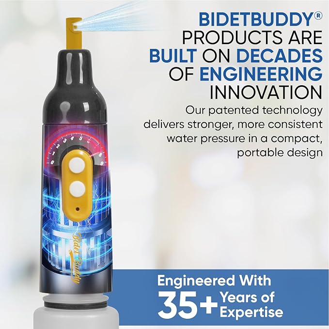 BIDET BUDDY® PureJet Portable Bidet for Travel & Camping | Rechargeable Electric Travel Bidet | Waterproof Compact USB-C Personal Hygiene Bidet with High Pressure Spray Design - Obsidian Drift
