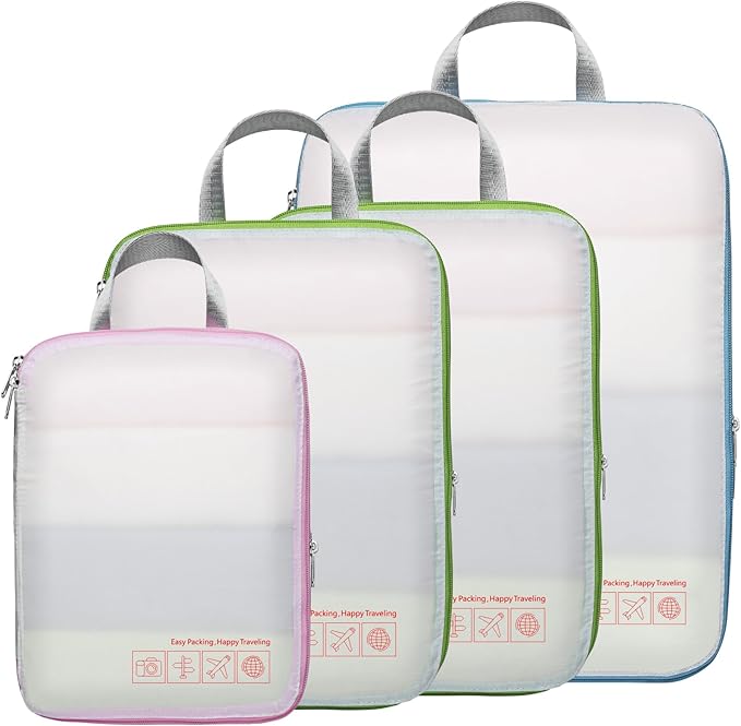 Cambond Compression Packing Cubes for Travel - Lightweight Expandable Travel Bags Luggage Organizers Travel Essentials Compression Cubes for Travel Space Saver for Carry on Suitcases Organizer