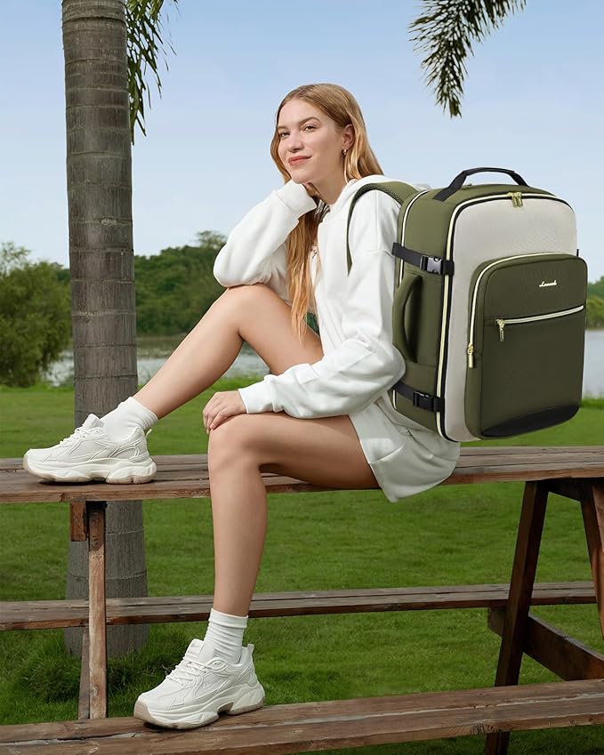 LOVEVOOK Large Travel Backpack for Women & Men, 40L Carry on Backpack for Airplanes, TSA Personal Item Travel Bag fits 17" Laptop, Waterproof Travel Essentials Airline Approved with 3 Packing Cubes