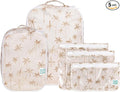 Bumkins Packing Cubes and TSA Approved Pouches for Travel Bag, Organize Luggage with Compression Bags, Essential Traveling Accessories to Pack Clothes, Toiletries Carry On Suitcase, 5-pc Palm Trees