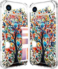 Compatible with iPhone 17 Air Case Card Holder for Women Cute Design,Wallet Phone Cases Transparent Cool Kawaii Protective (Clear Tree Colorful Leaves)