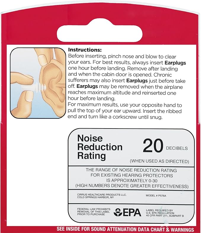 Leader Super Soft Adult Flight Ear Plugs, Air Pressure Discomfor T Relief, Airplane Travel Ear Protection, Helps Inflight Ear Discomfor T, (Compare to Earplanes) 6 Pairs