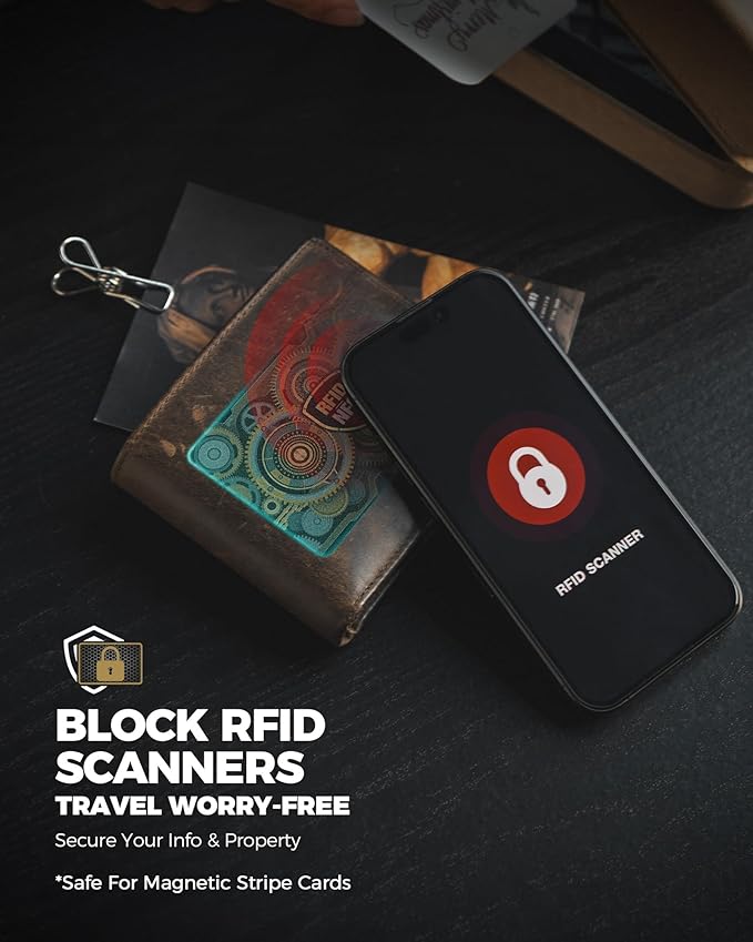 DUGRAFT 8 Pack RFID Blocking Cards Credit Card Protectors Anti-Theft Card Blocker NFC Contactless Protection for Entire Wallet, Travel Essentials, Steampunk
