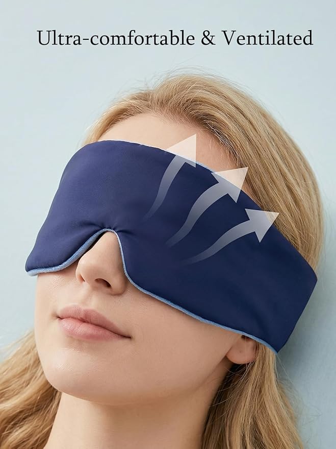 Travel Sleep Mask Eye Mask Adjustable Masks Super Soft & Breathable Light Blocking Eye Cover for Airplane - Pink