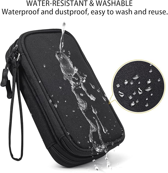 CAAORDKSO Electronics Organizer Travel Case, Charger Organizer Case Pouch, Electronic Accessories Carry Case for Travel Accessories, Cable, Cord, Charger, Phone, Power Bank, Earphone (Black, Large)