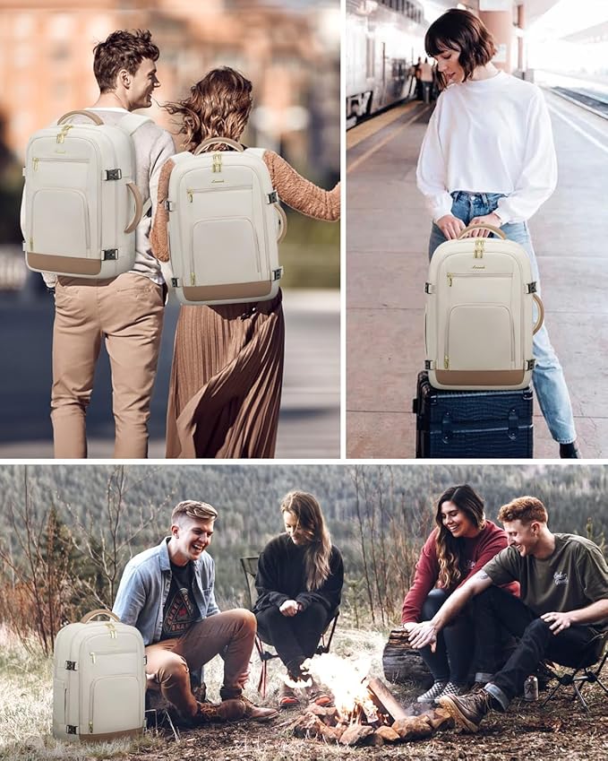 LOVEVOOK 40L Travel Backpack for Women Flight Approved, Carry on Backpack for Airplanes, TSA Personal Item Travel Bag, Waterproof 17 Inch Laptop Backpack, Business Weekender Overnight Daypack, 3Pcs