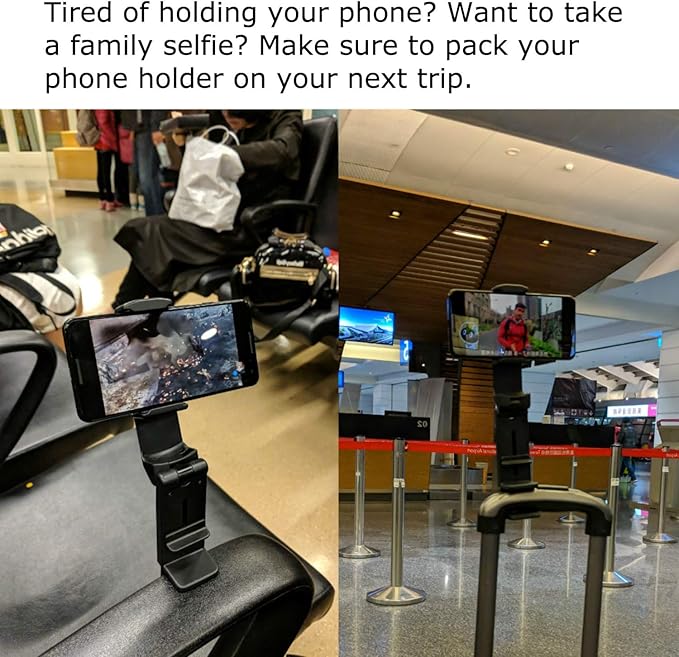 Universal in Flight Airplane Phone Holder Mount. Hands Free Viewing with Multi-Directional Dual 360 Degree Rotation. Pocket Size Must Have Travel Essential Accessory for Flying