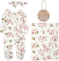 Newborn Baby 4 Piece Coming Home Outfit Gift Set – Footie Sleeper, Blanket, Headband & Ornament for Boys & Girls