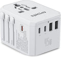 EPICKA Universal Travel Adapter GaN 45W, European Travel Plug Adapter with PD&QC Fast Charging(2 USB-A & 3 USB-C Ports) - Worldwide Travel Essentials, International Power Adapter for UK/US/AU
