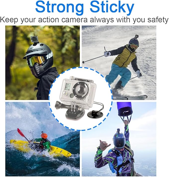 Action Camera Safety Tether Strong Adhesive Stickers Strap Cord Compatible with GoPro Hero 13, 12, 11, Insta360 X5 X4, DJI OSMO Action 6/5 Pro/4, SJCAM,AKASO Action Camera Helmet Mounts