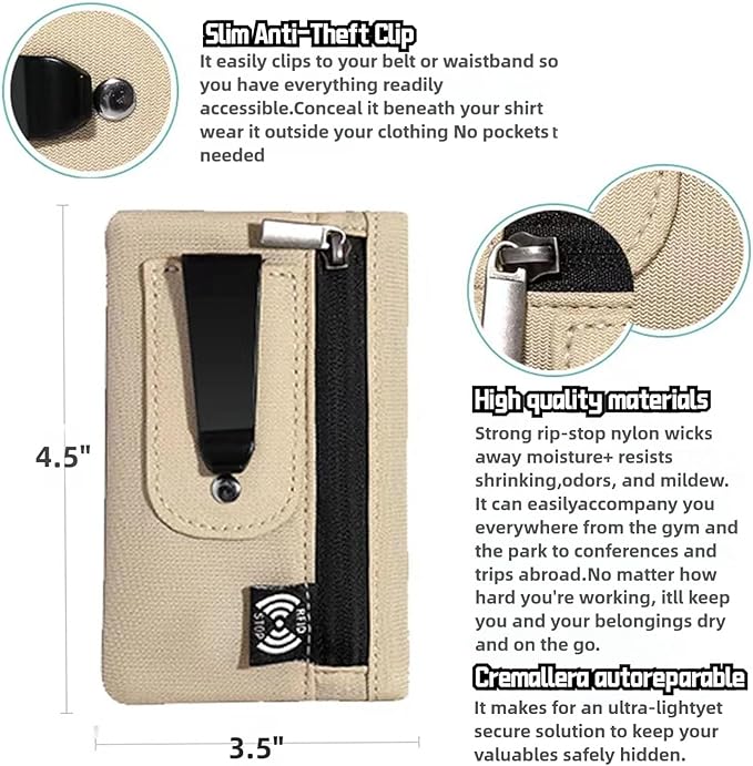 RFID Hidden Clip Stash Money Belt - Ultra Thin Anti-Theft Travel Pouch with Credit Card Slots for Women/Men, Perfect for International Travel, Daily Commute & Outdoor Activities (Blue)