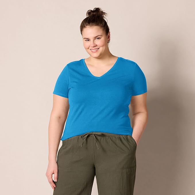 Amazon Essentials Women's Regular-Fit Short-Sleeve T-Shirt (Crewneck and V-Neck Options), Multipacks