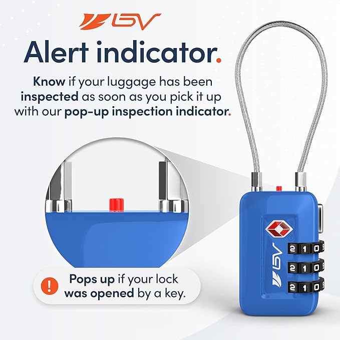 TSA Accepted Luggage Travel Lock, Set-Your-Own Combination Lock for School Gym Locker, Luggage Suitcase Baggage Locks, Filing Cabinets, Toolbox, Case (Blue, 2 Pack)