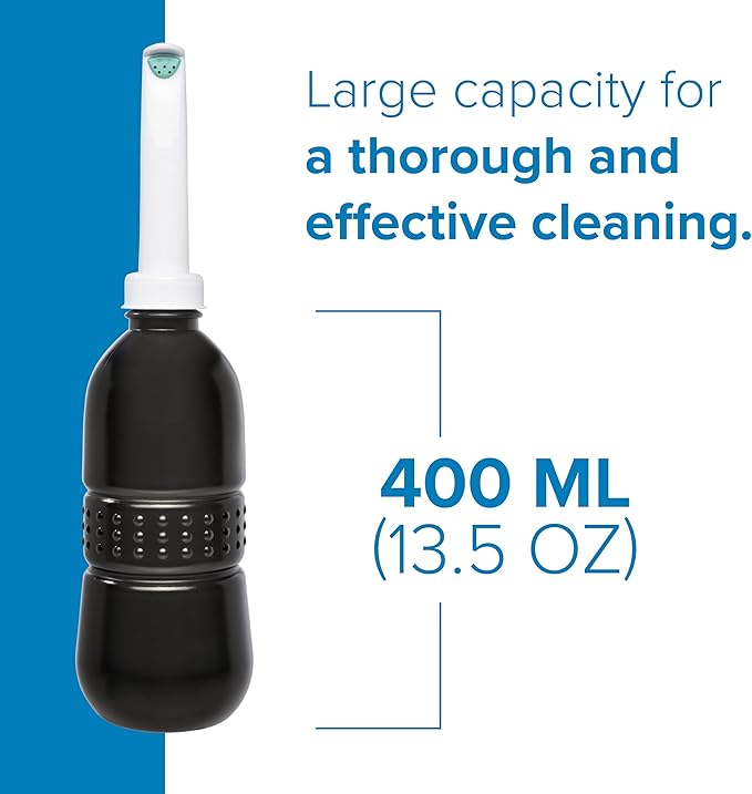 Brondell GoSpa Travel Bidet GS-70 – Portable Peri Bottle for Postpartum & Perineal Care, 400ml Handheld Bidet with Angled Nozzle, Collapsible Design, Nozzle Storage & Travel Bag, Midnight