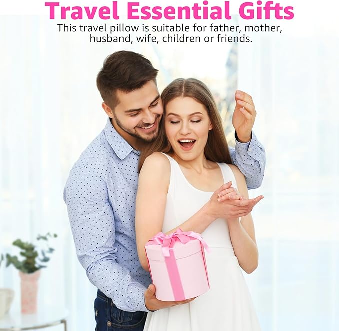 Travel Pillows for Airplanes Ergonomic Memory Foam Neck Pillow for Travel - 360° Head & Neck Support for Sleeping on Flights, Cars, Trains & Office (Pink-2)