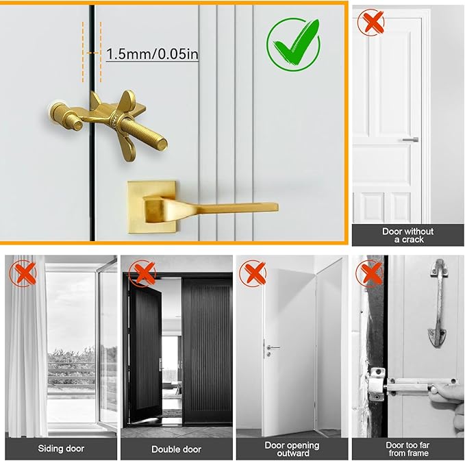 AceMining Upgraded Portable Door Lock Home Security Door Locker Privacy Perfect for Traveling Hotel Home Apartment College and Travel Lockdown Locks for Additional Safety, Golden