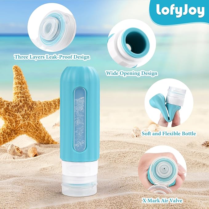Reusable Silicone Travel Bottles for Toiletries TSA Approved, Leak Proof Travel Size Bottles Refillable Travel Containers for Shampoo Conditioner Mini Bottles 3 oz