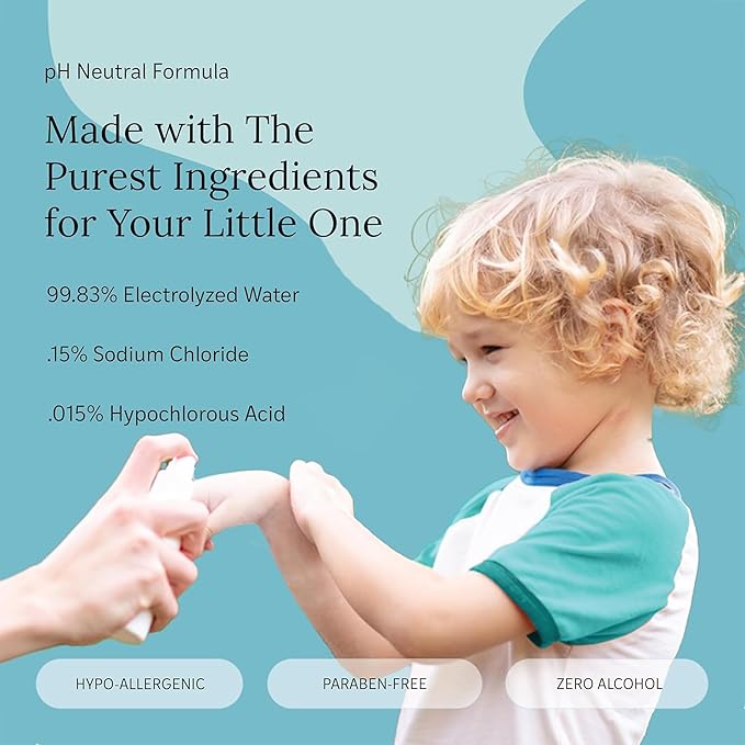 Littley Infant & Toddler Hand Cleanser | Alcohol-Free HOCl Spray for Delicate Skin | Fragrance-Free Formula | Gentle & Convenient Hand Mist | Portable Travel Size | 8 oz
