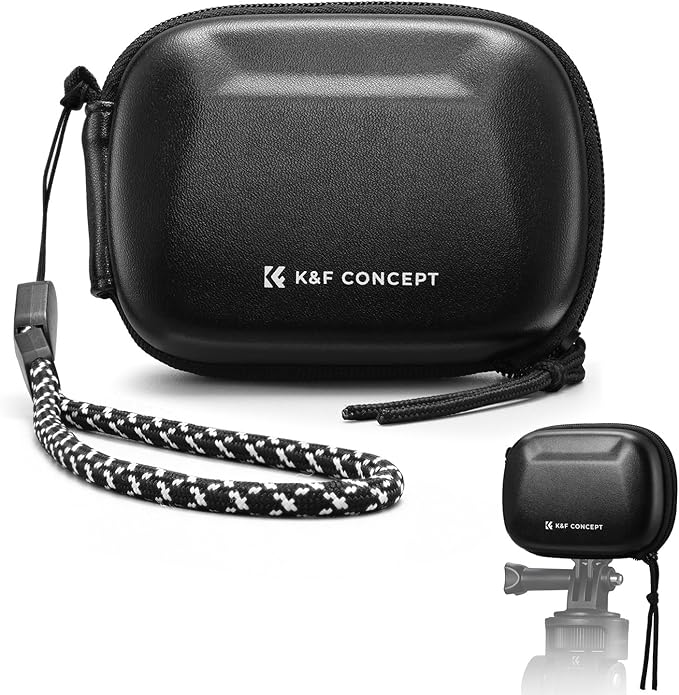 K&F CONCEPT Semi Open Carrying Case for DJI Osmo Action 6/3/4/5 Pro, Small EVA Hard Storage Bag Portable Travel Protector Case for Go Pro Hero 13/12/11/10/9 Black, Insta360 Ace/Ace Pro/2