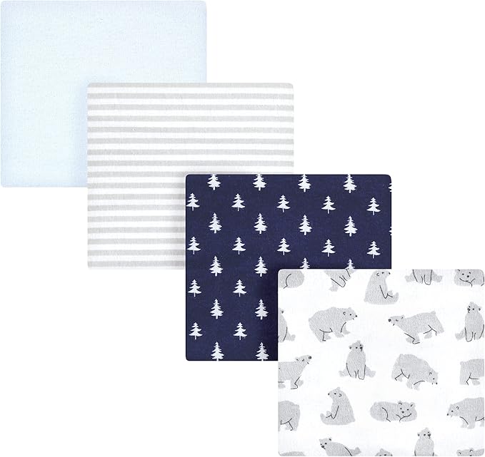 Hudson Baby Unisex Baby Cotton Flannel Receiving Blankets, Bear Poses, One Size