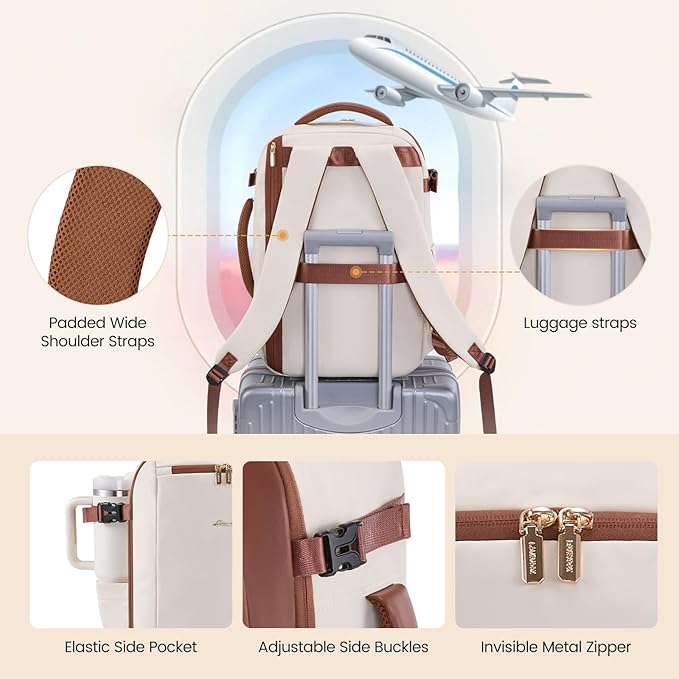 LOVEVOOK 50L Travel Backpack for Women,Carry on Luggage Backpack Flight Approved with 3 Packing Cubes,Waterproof Personal Item Travel Bag fits 17 Inch Laptop,Overnight Weekender Business Daypack