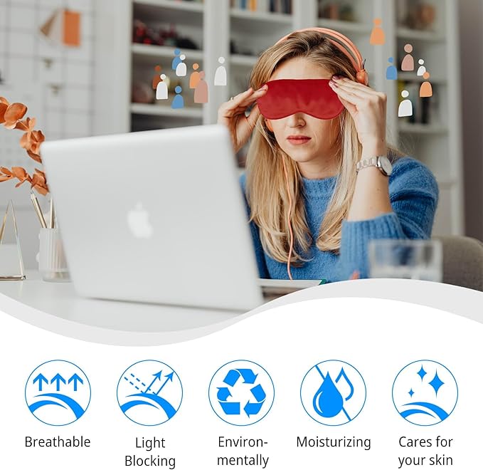 1 Pack Sleep Mask, Silk Eye Mask with Elastic Strap, Blindfold, Soft Silk Sleeping Mask for Girls, Women, Men (White)
