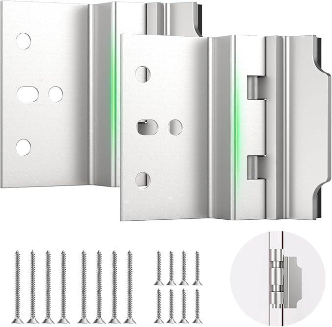 Home Security Door Lock, Upgraded Non-Spring and Flip Design for Easy to Open, Withstands 1200 lbs Force, Childproof Door Reinforcement Lock for Inward Swinging Doors, Silver, 2 Pack