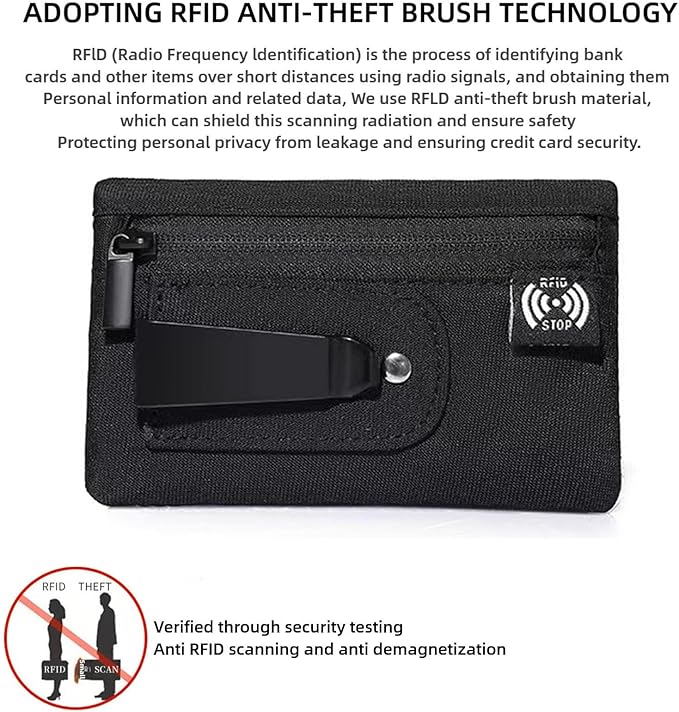 RFID Hidden Clip Stash Money Belt - Ultra Thin Anti-Theft Travel Pouch with Credit Card Slots for Women/Men, Perfect for International Travel, Daily Commute & Outdoor Activities (Blue)