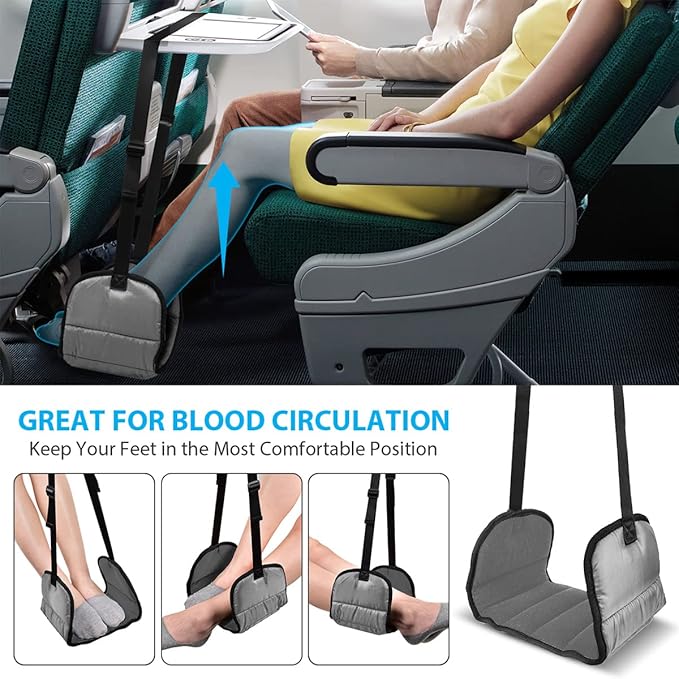 Airplane Footrest Made with Premium Memory Foam - Airplane Travel Foot Hammock, No Clashing Foot Hammock & Portable Plane Leg Rest, Provides Relaxation and Comfortable for Long Flight