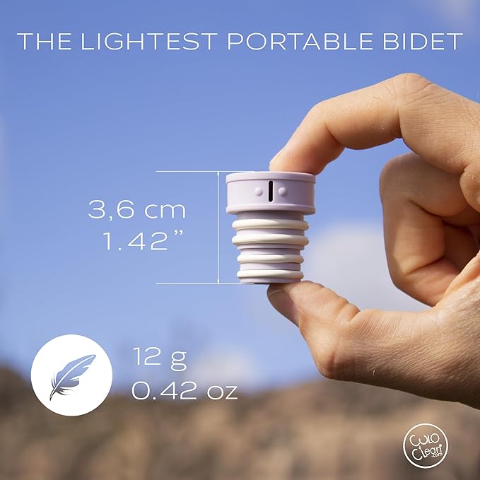 CuloClean Portable Bidet for Toilet, Travel, or Camping. Compatible with Any Plastic Bottle. Discreet, Sanitary or Travel Shower, Attachable Stopper, Backcountry Bidet Nozzle (1pcs Lilac)