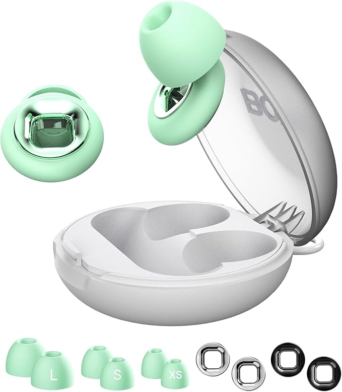Ear Plugs for Sleeping Noise Cancelling, 45dB Reusable Earplugs for Noise Reduction, Hearing Protection Ear Plugs with 8 Ear Tips, Soft Silicone Earplugs for Sleep, Concerts, Snoring, Study (Green)