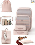 8 Set Packing Cubes for Travel with Clear Toiletry Bag, Durable Luggage Packing Organizers, Carry-On Accessories, TSA Approved See-Through Cubes, Space-Saving Storage Bags, Gifts for Women