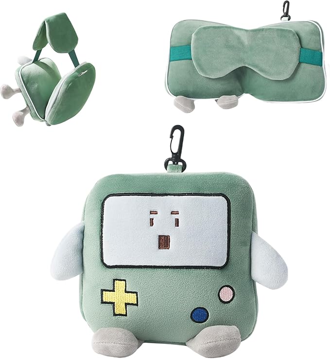 Cartoon Game Console Pillow Eye Mask 2 in 1 for Travel - Comfortable Travel Pillow and Sleep Mask Combo, Portable Airplane Pillow for Long Flight