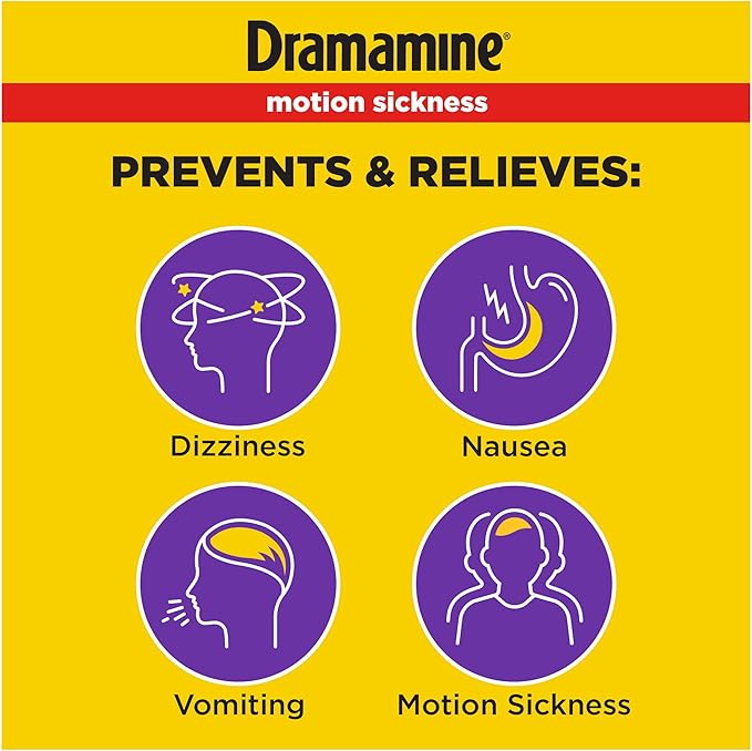 Dramamine Motion Sickness Relief Less Drowsey Formula, 8 Count (Pack of 2)