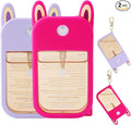 2 Pack Silicone Case for Touchland Hand Sanitizer Spray – Protective Soft Cover with Keychains for 1 FL OZ/30 mL(Rose&Purple)