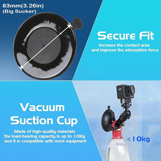for Osmo Action 6 Osmo Nano Camera Suction Cup Mount,Quick Release Magnetic Mount 360 Rotation Suction Cup Holder Windshield Dash Holder with for DJI osmo Action 6 for GoPro Osmo Nano Accessories