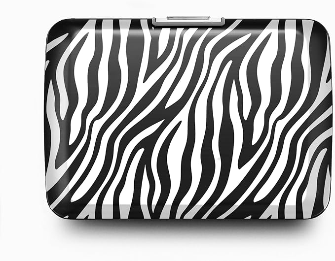 ÖGON -DESIGNS- Aluminum card holder with metal lock, RFID protection against fraud and demagnetization, compact wallet, Smart Case OSLO model
