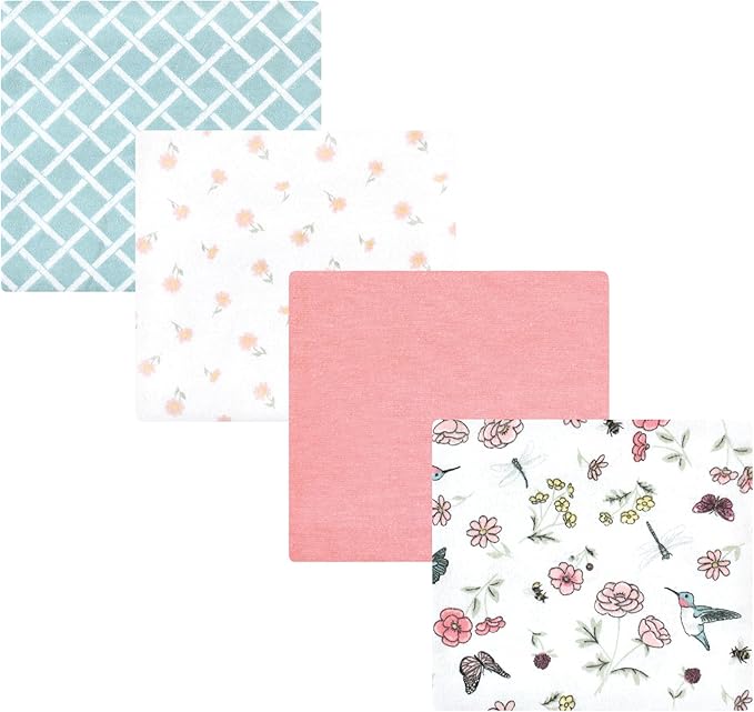 Hudson Baby Unisex Baby Cotton Flannel Receiving Blankets, Hummingbird Garden, One Size