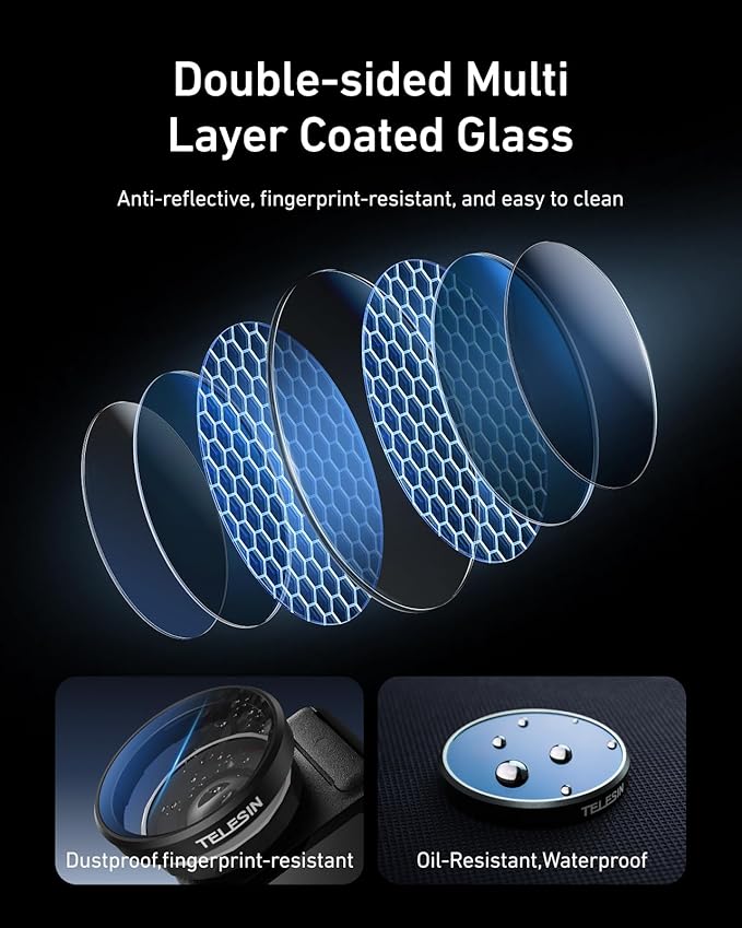 TELESIN LPR Light Pollution Reduction Filter for DJI Osmo Action 5 Pro/Action 4/Action 3, Night Sky & City Night Filter, HD Optical Glass Action Camera Lens Filter with Multi-Layer Nano Coating
