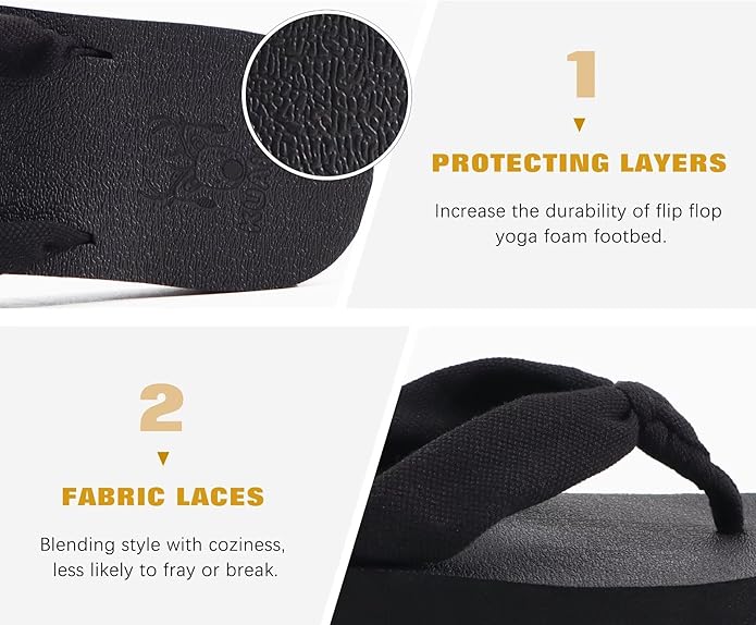 KuaiLu Flip Flops for Women with Arch Support Yoga Mat Comfortable Summer Beach Walking Thong Cushion Sandals Slip On Indoor Outdoor